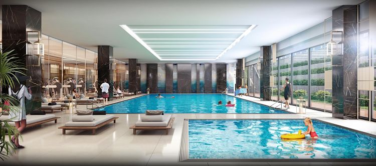 Muhit Apartments In Sancaktepe - Pool Area